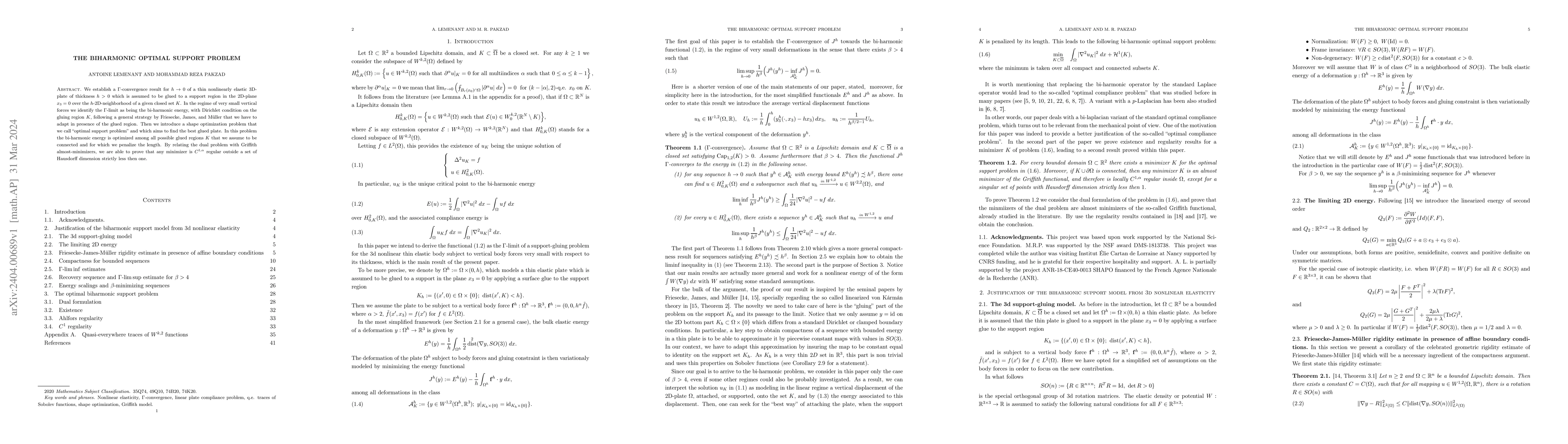 Thumbnail for The biharmonic optimal support problem