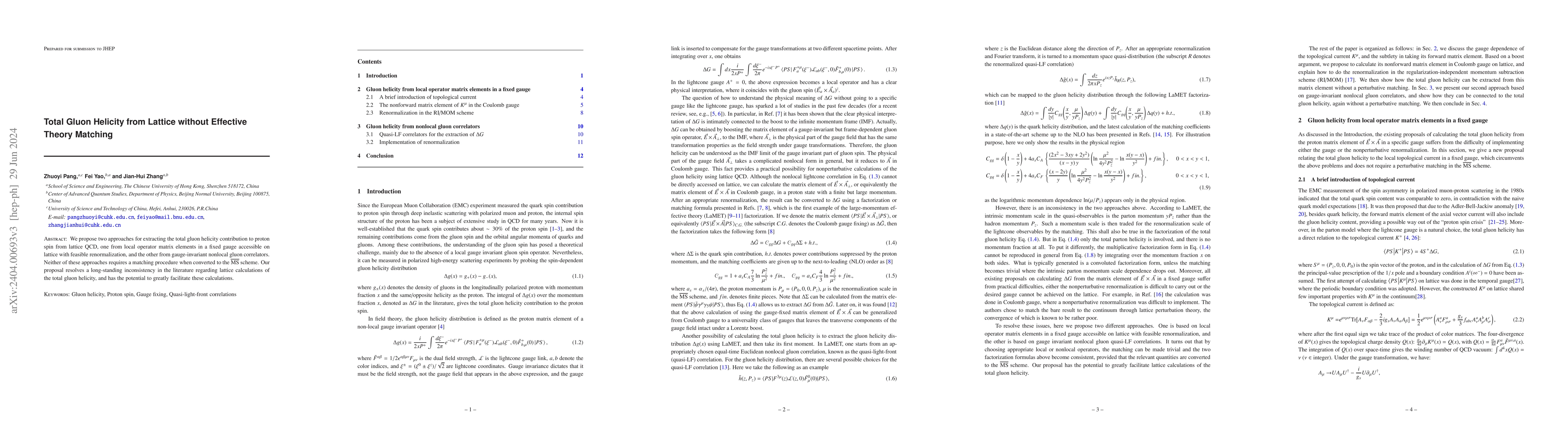Thumbnail for Total Gluon Helicity from Lattice without Effective Theory Matching