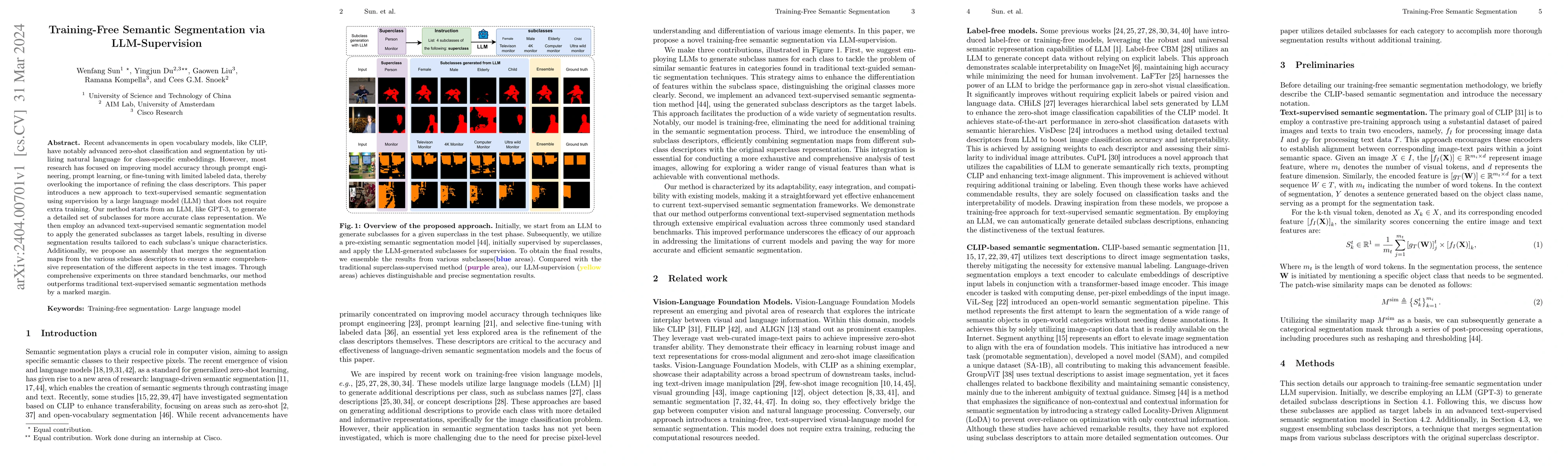 Thumbnail for Training-Free Semantic Segmentation via LLM-Supervision