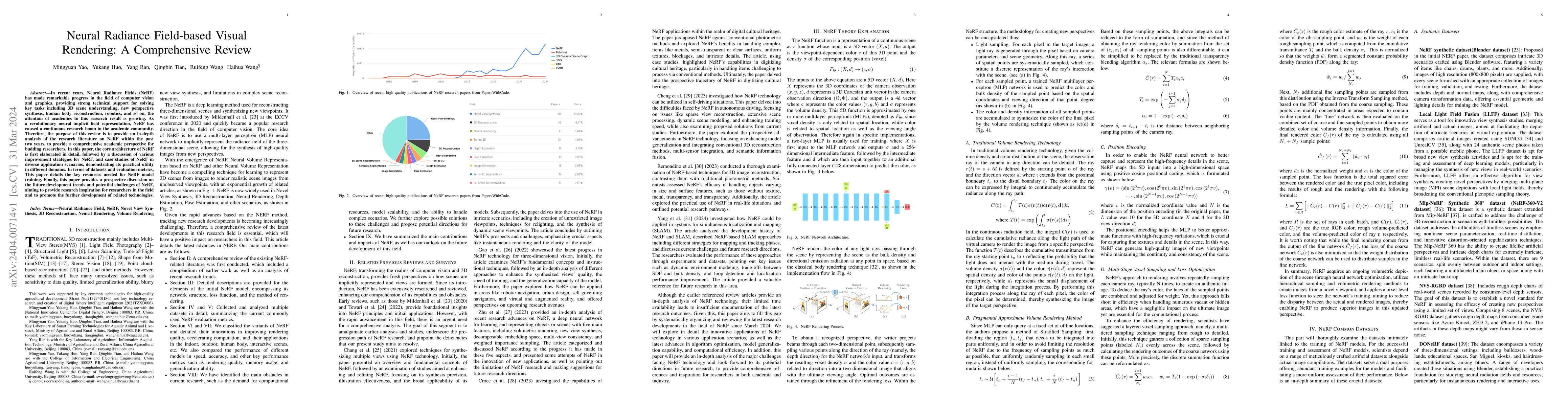Thumbnail for Neural Radiance Field-based Visual Rendering: A Comprehensive Review