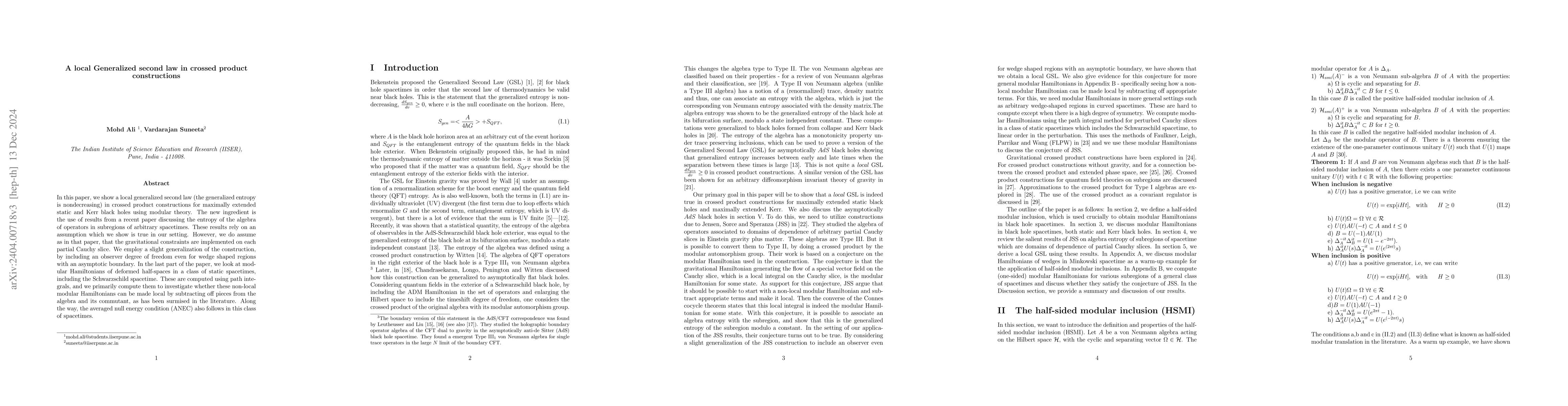 Thumbnail for A local Generalized second law in crossed product constructions