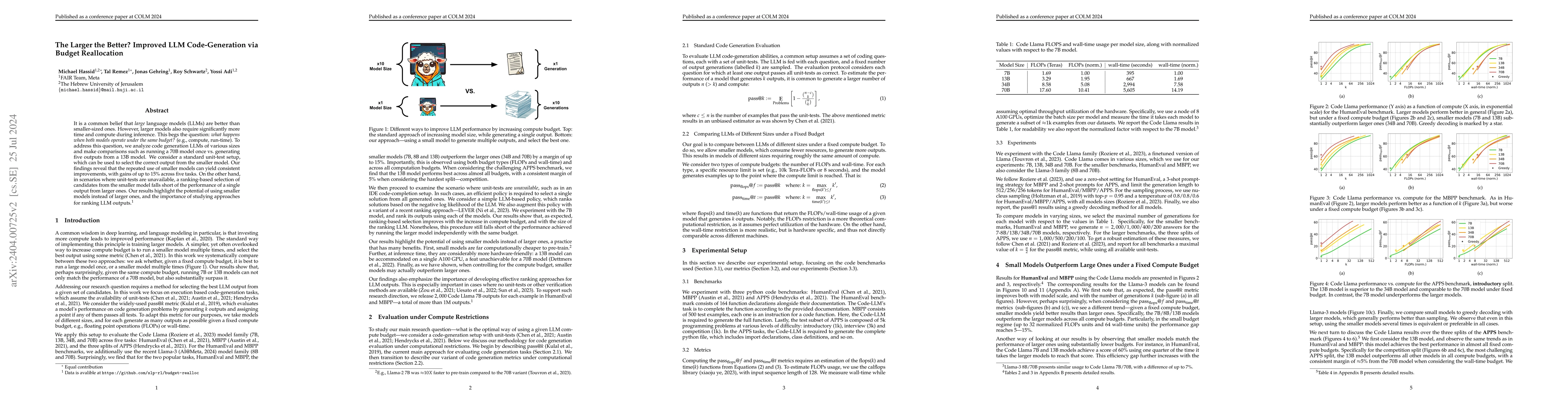 Thumbnail for The Larger the Better? Improved LLM Code-Generation via Budget
  Reallocation