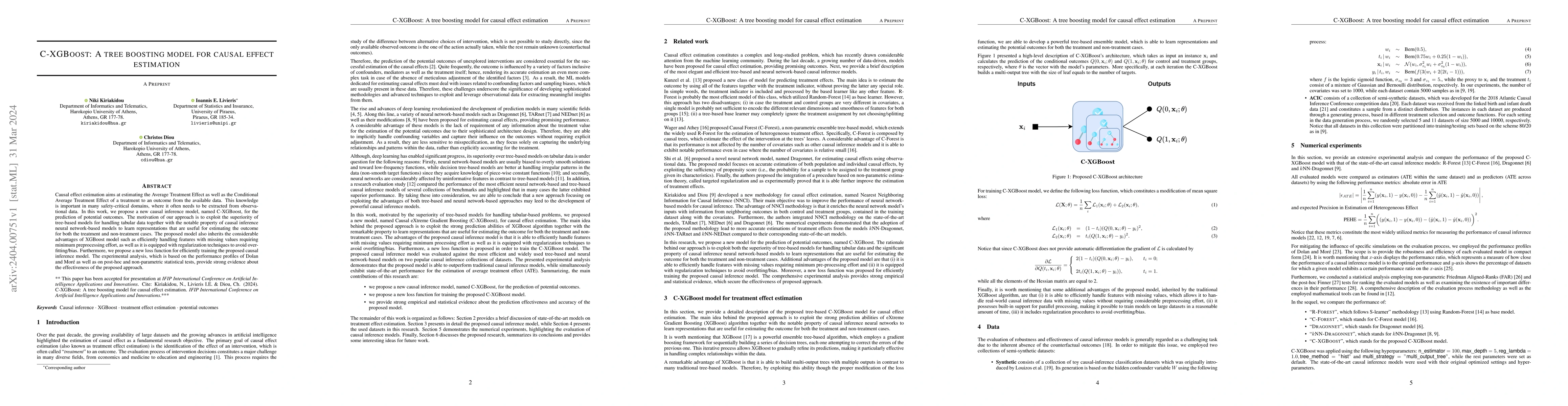 Thumbnail for C-XGBoost: A tree boosting model for causal effect estimation