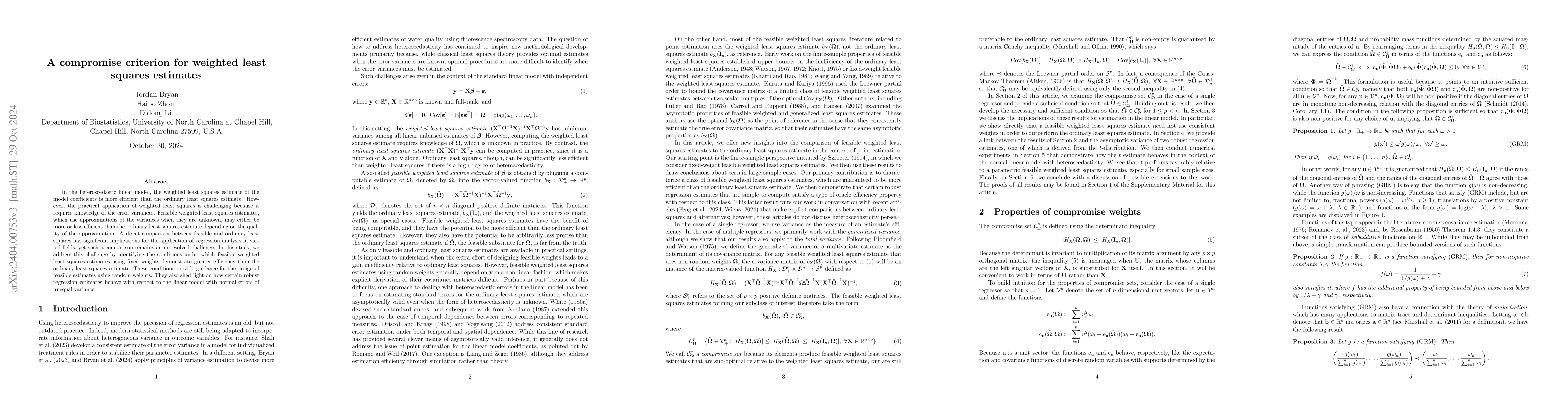 Thumbnail for A compromise criterion for weighted least squares estimates