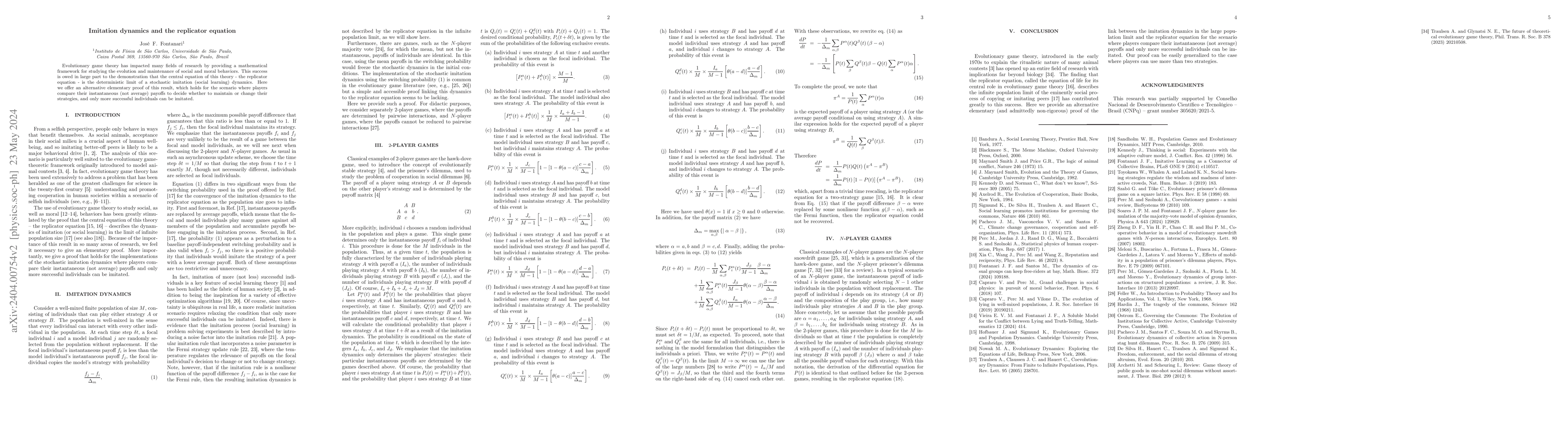 Thumbnail for Imitation dynamics and the replicator equation
