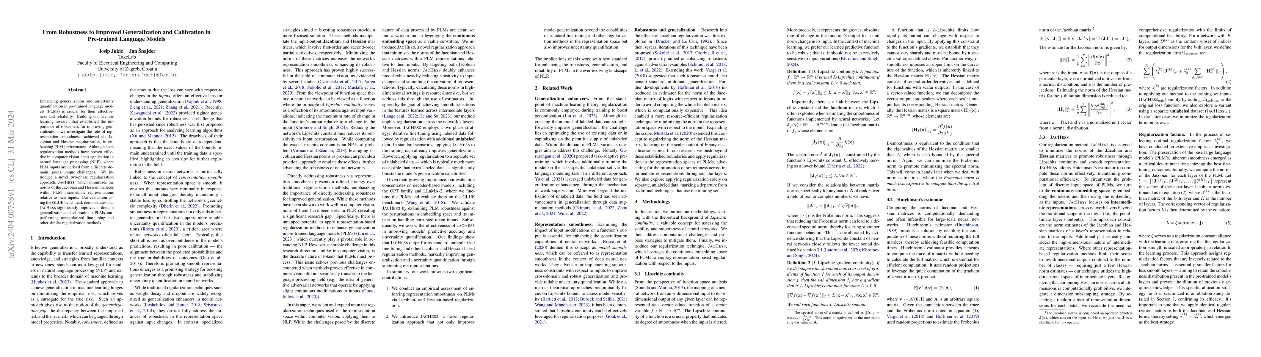 Thumbnail for From Robustness to Improved Generalization and Calibration in
  Pre-trained Language Models