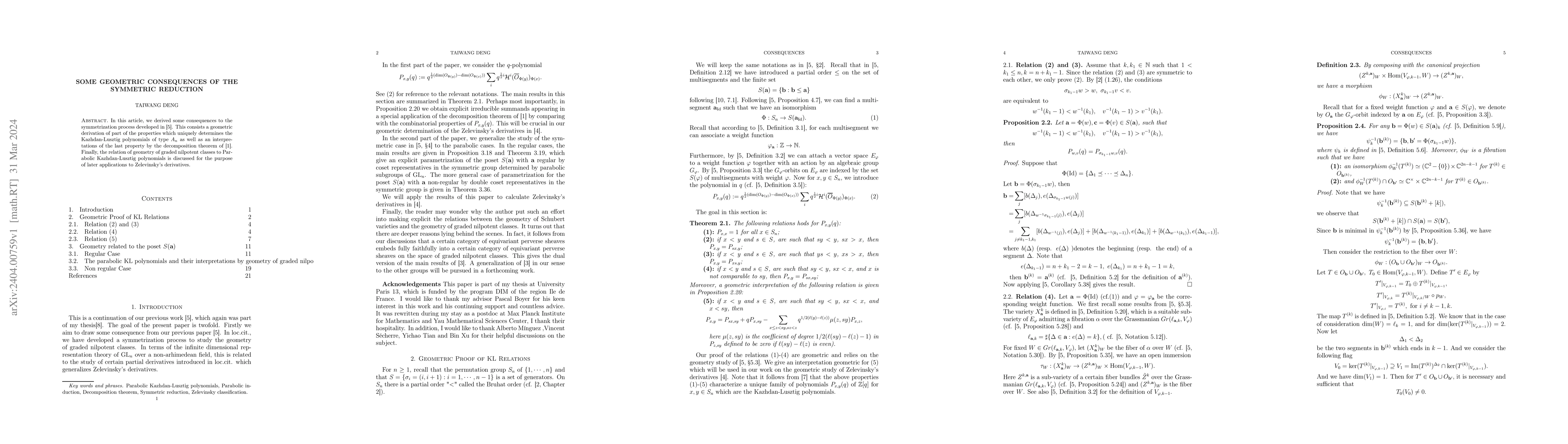 Thumbnail for Some geometric consequences of the symmetric reduction
