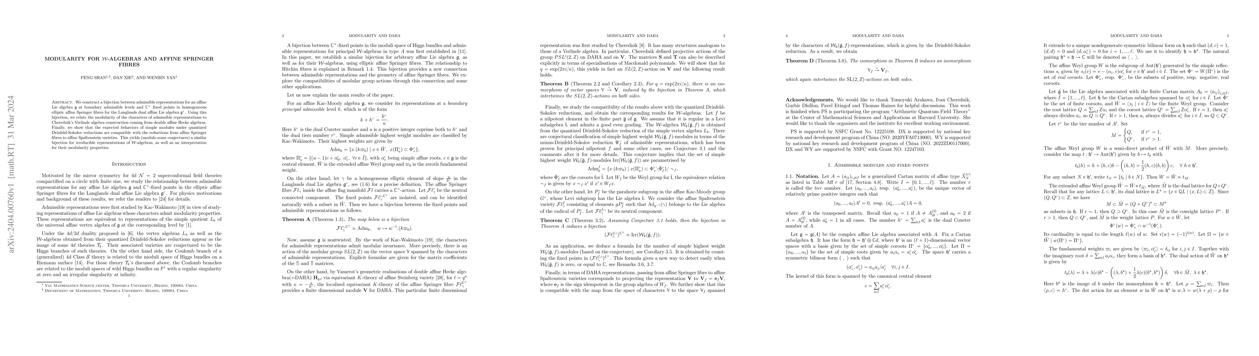 Thumbnail for Modularity for $\mathcal{W}$-algebras and affine Springer fibres