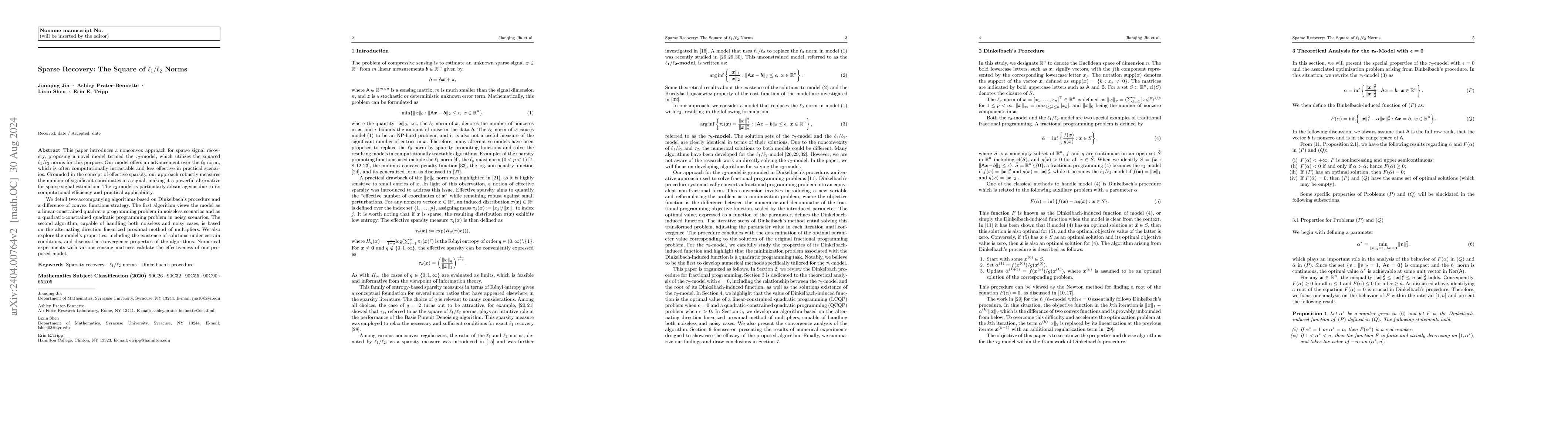 Thumbnail for Sparse Recovery: The Square of $\ell_1/\ell_2$ Norms