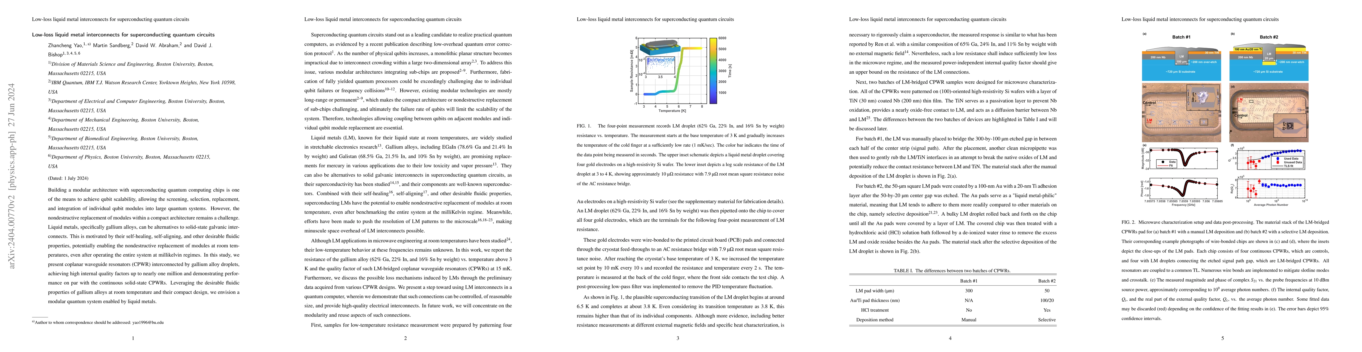 Thumbnail for Low-loss liquid metal interconnects for superconducting quantum circuits