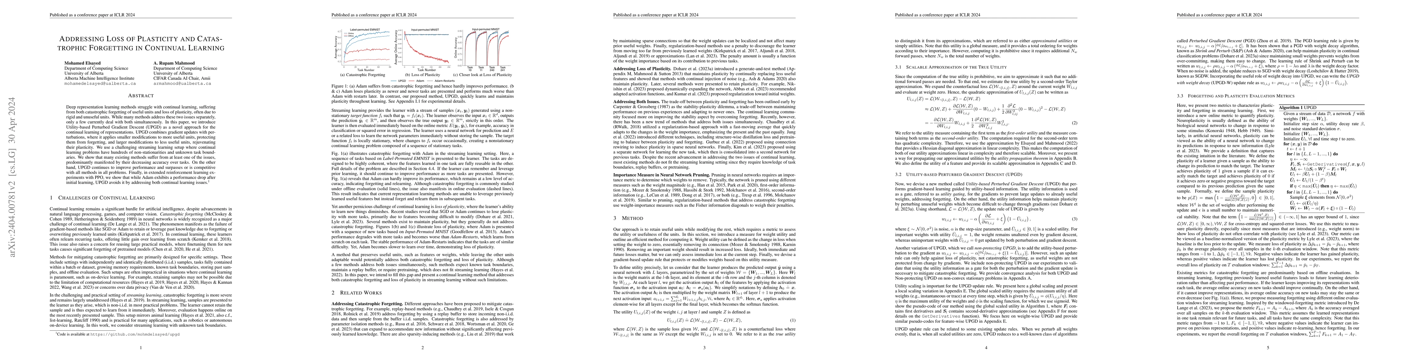 Thumbnail for Addressing Loss of Plasticity and Catastrophic Forgetting in Continual
  Learning