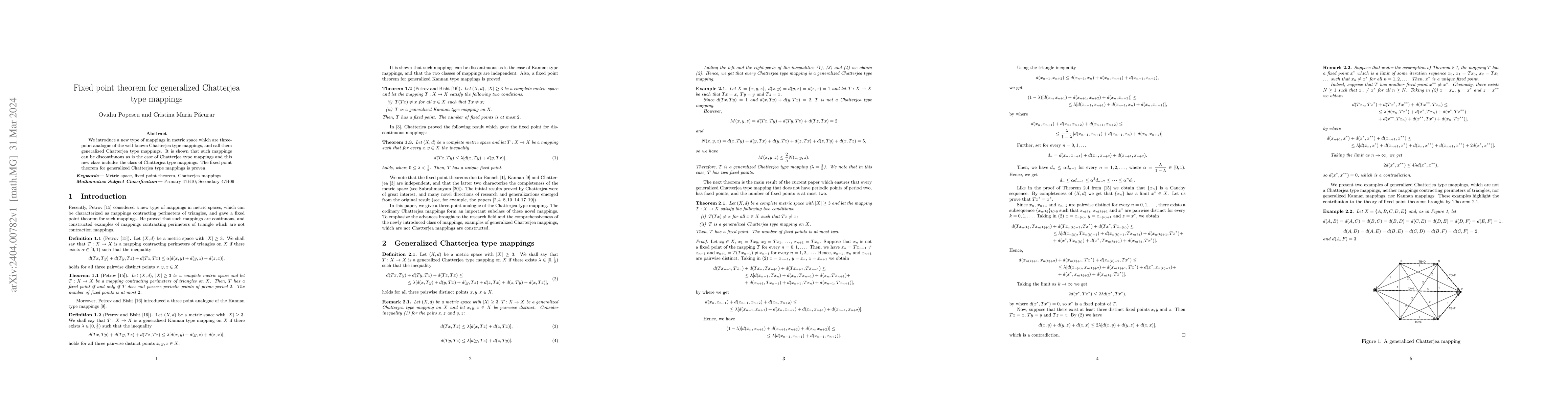 Thumbnail for Fixed point theorem for generalized Chatterjea type mappings