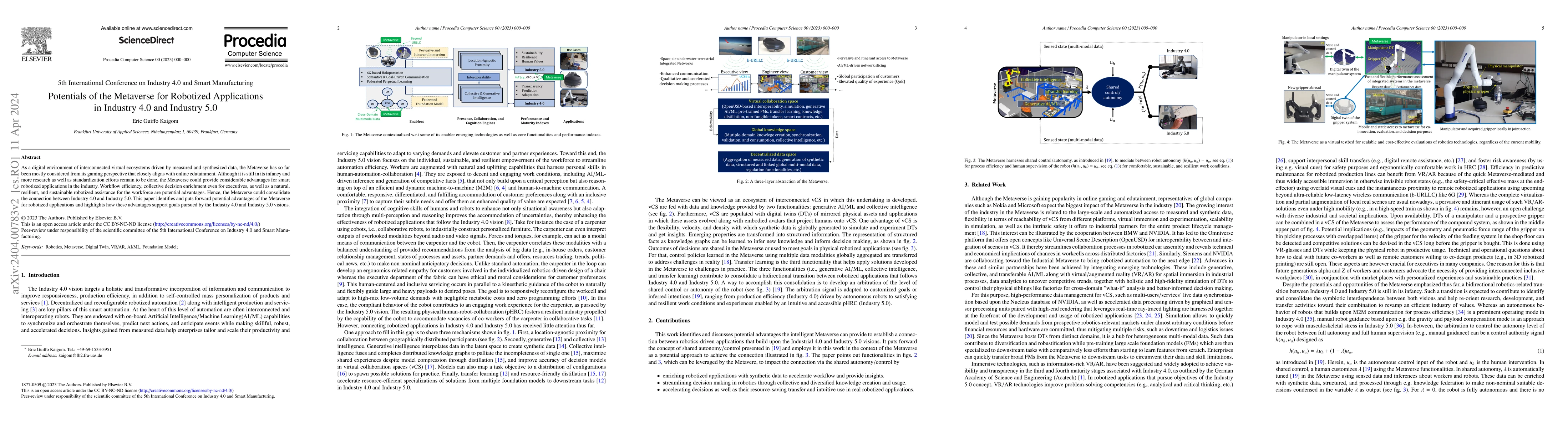 Thumbnail for Potentials of the Metaverse for Robotized Applications in Industry 4.0
  and Industry 5.0