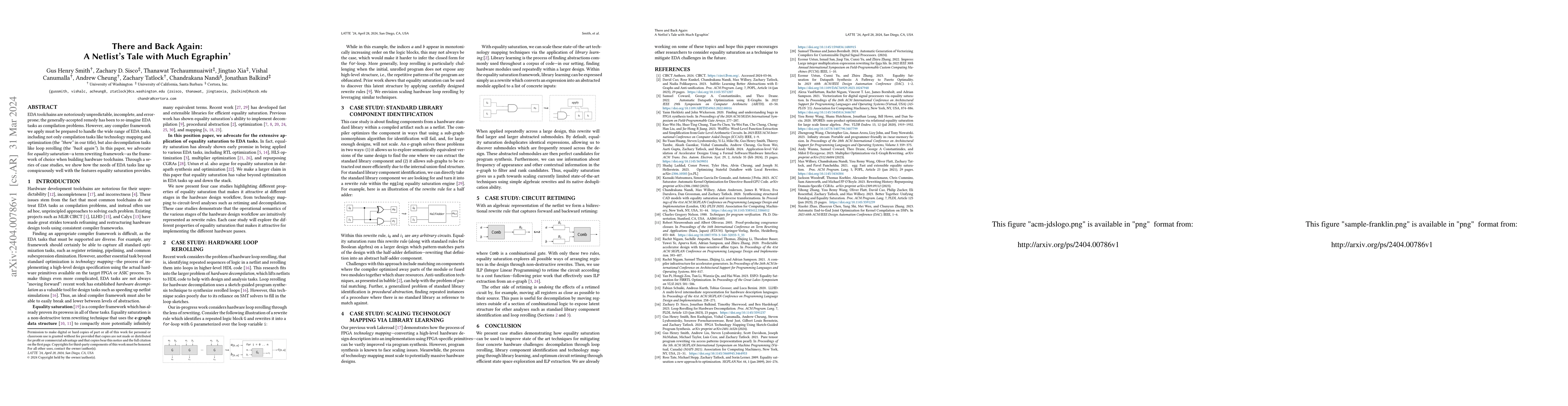 Thumbnail for There and Back Again: A Netlist's Tale with Much Egraphin'