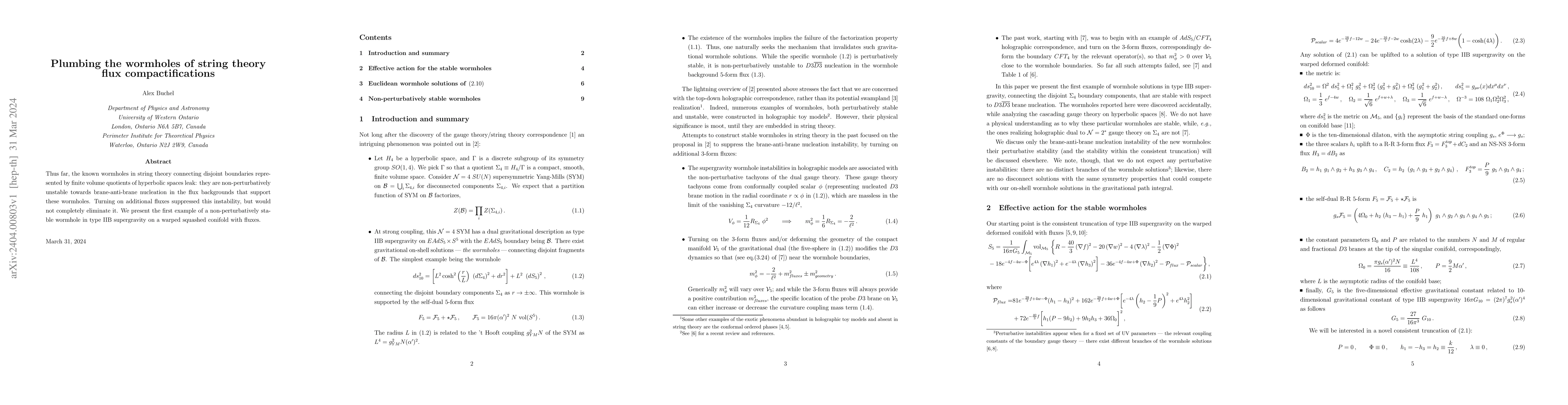 Thumbnail for Plumbing the wormholes of string theory flux compactifications