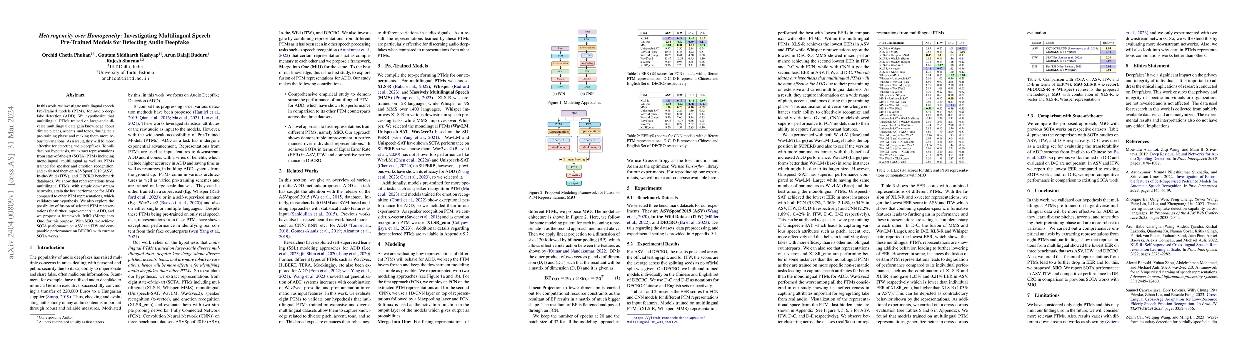 Thumbnail for Heterogeneity over Homogeneity: Investigating Multilingual Speech
  Pre-Trained Models for Detecting Audio Deepfake