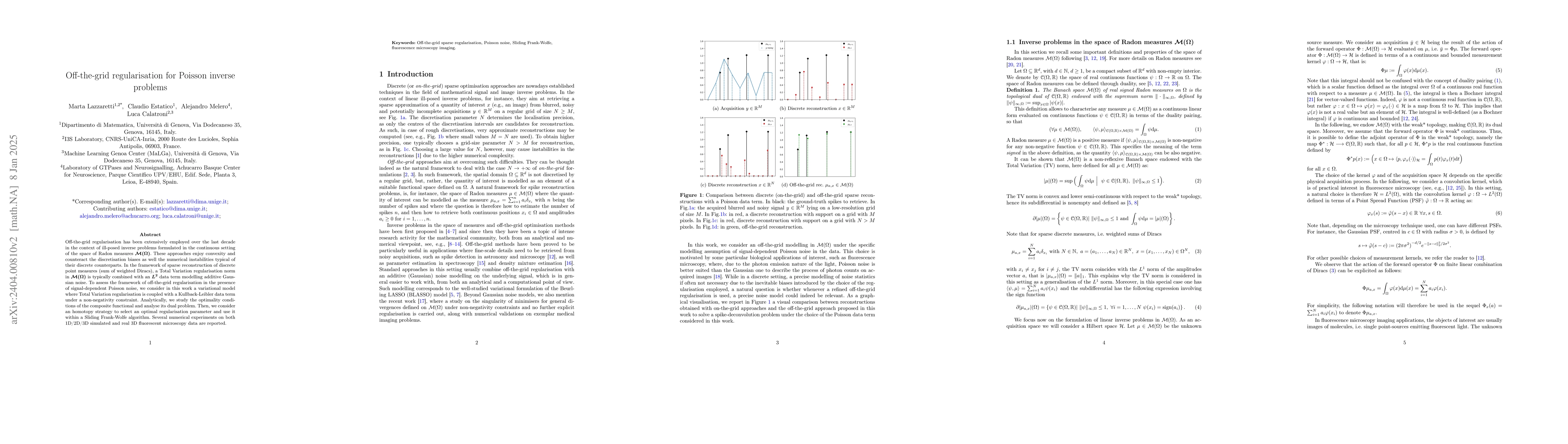 Thumbnail for Off-the-grid regularisation for Poisson inverse problems