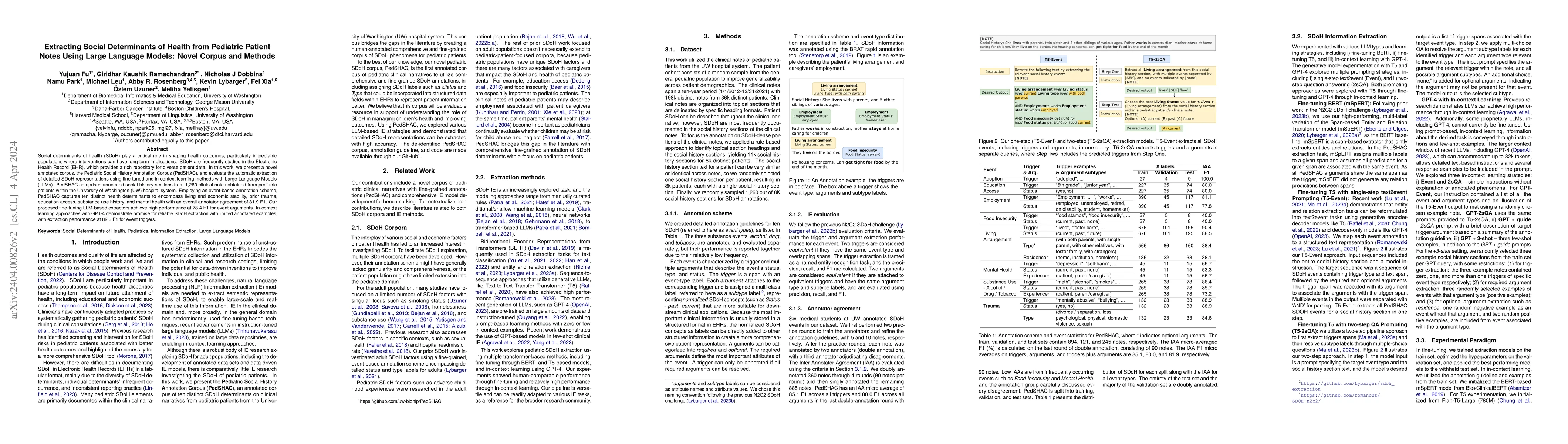 Thumbnail for Extracting Social Determinants of Health from Pediatric Patient Notes
  Using Large Language Models: Novel Corpus and Methods