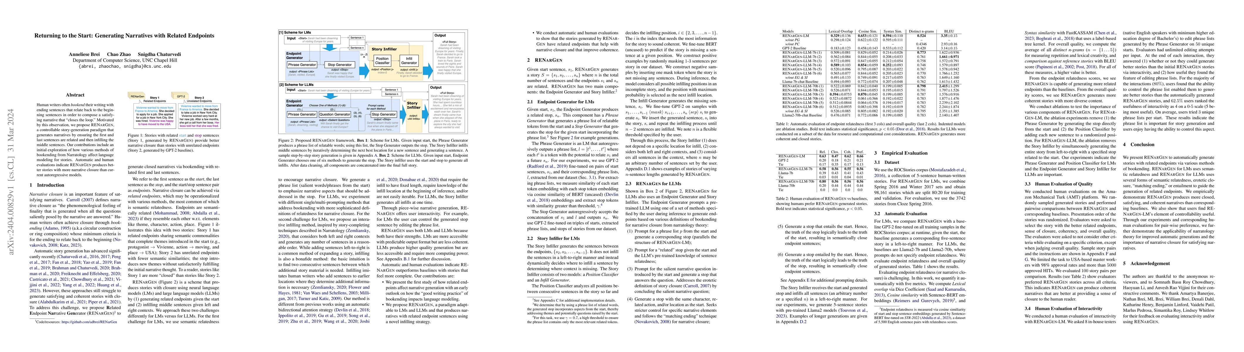 Thumbnail for Returning to the Start: Generating Narratives with Related Endpoints