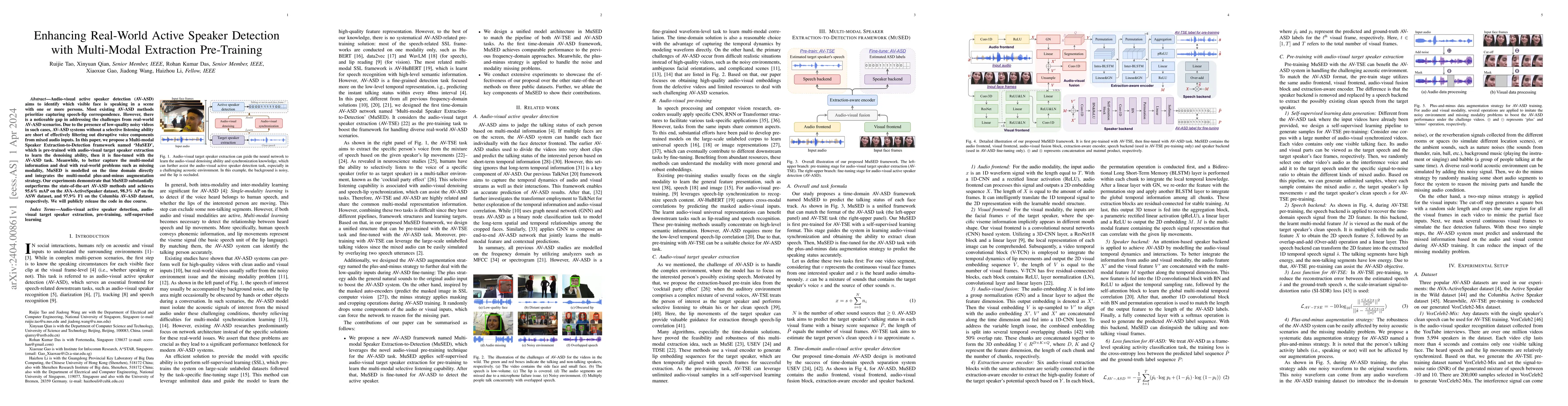 Thumbnail for Enhancing Real-World Active Speaker Detection with Multi-Modal
  Extraction Pre-Training