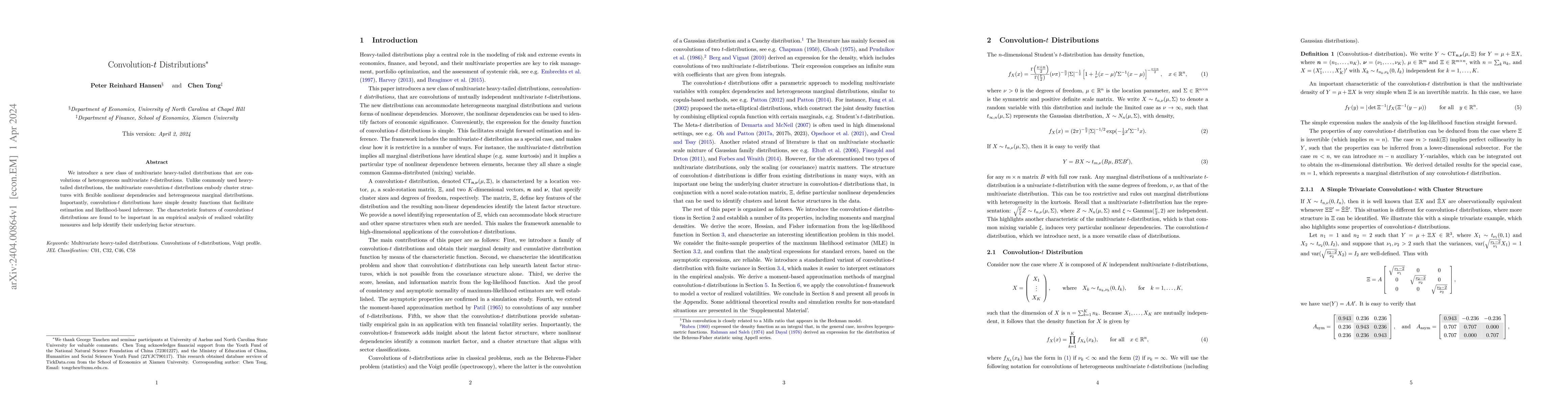 Thumbnail for Convolution-t Distributions