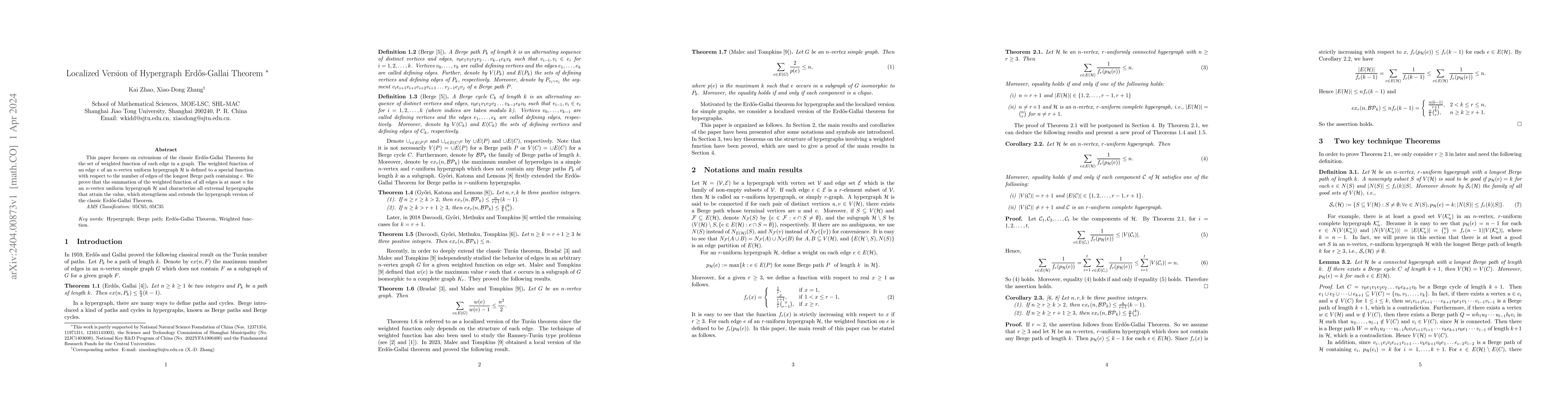 Thumbnail for Localized Version of Hypergraph Erdos-Gallai Theorem