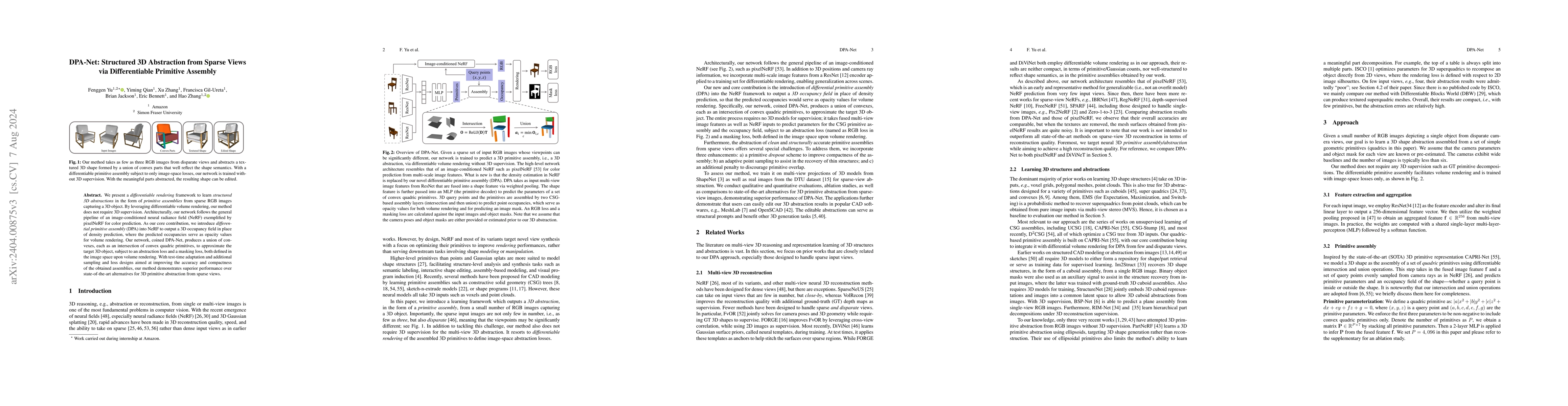 Thumbnail for DPA-Net: Structured 3D Abstraction from Sparse Views via Differentiable
  Primitive Assembly