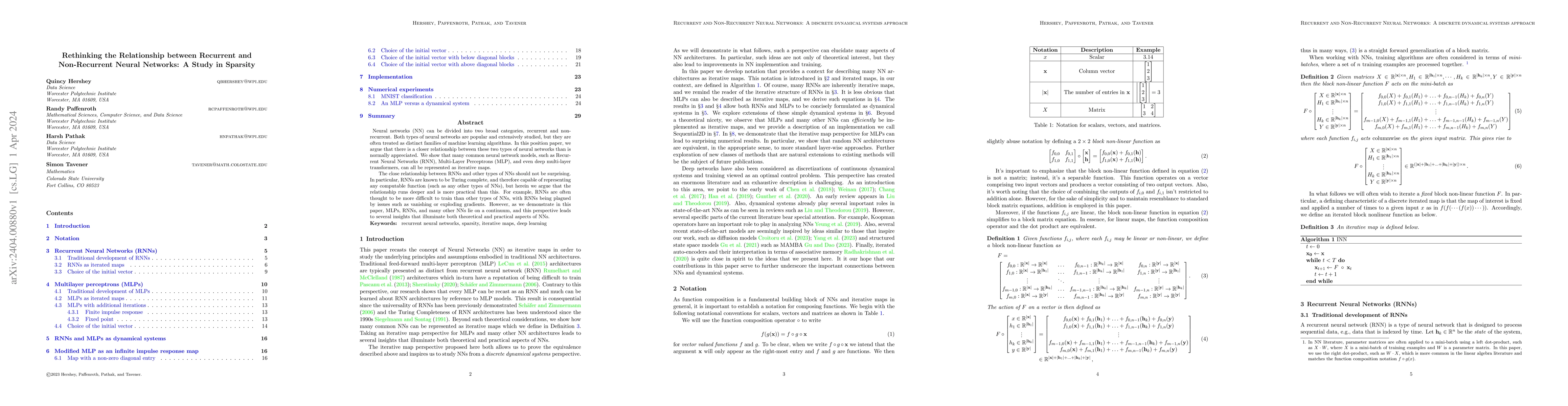 Thumbnail for Rethinking the Relationship between Recurrent and Non-Recurrent Neural
  Networks: A Study in Sparsity