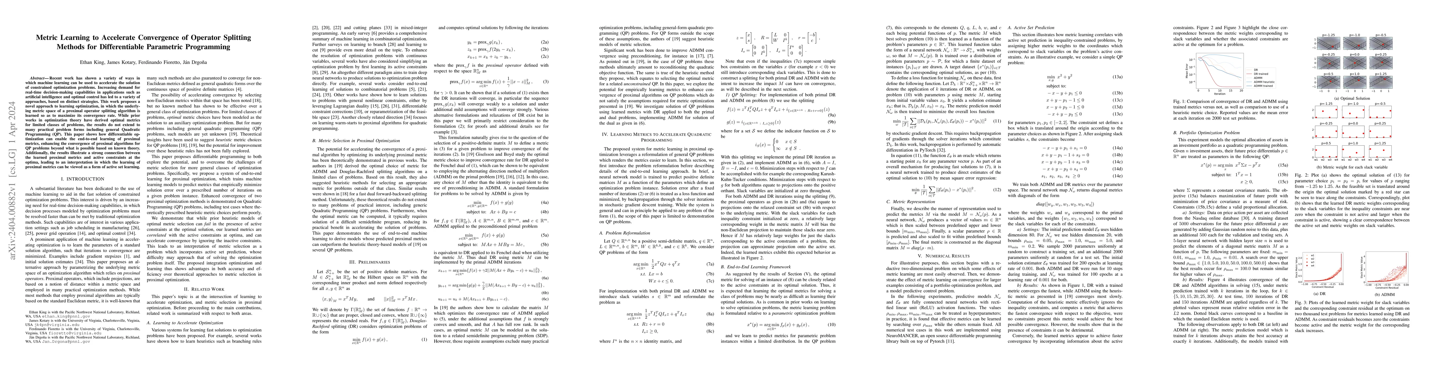Thumbnail for Metric Learning to Accelerate Convergence of Operator Splitting Methods
  for Differentiable Parametric Programming