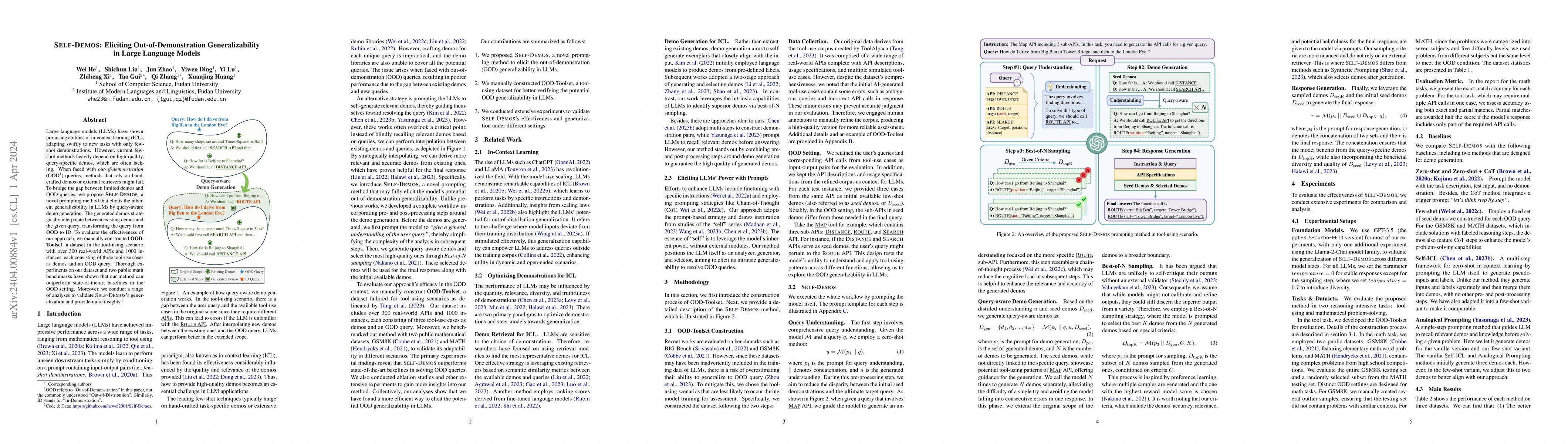 Thumbnail for Self-Demos: Eliciting Out-of-Demonstration Generalizability in Large
  Language Models