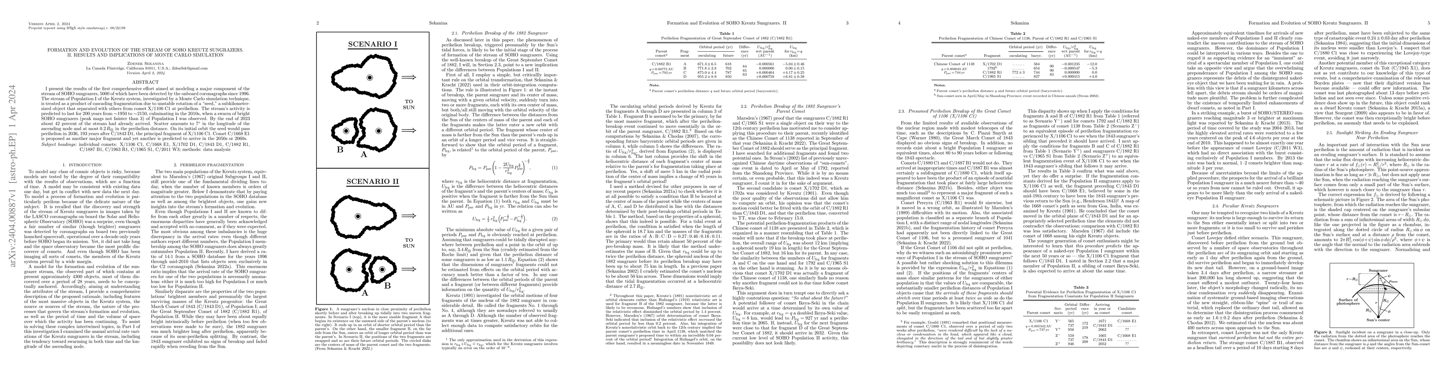 Thumbnail for Formation and Evolution of the Stream of SOHO Kreutz Sungrazers. II.
  Results and Implications of Monte Carlo Simulation