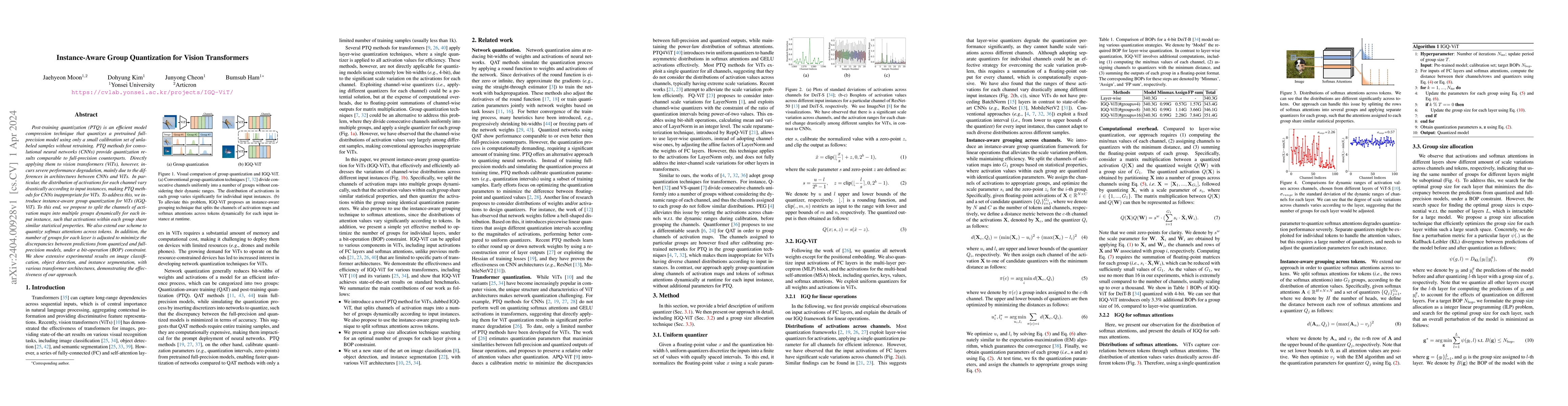 Thumbnail for Instance-Aware Group Quantization for Vision Transformers