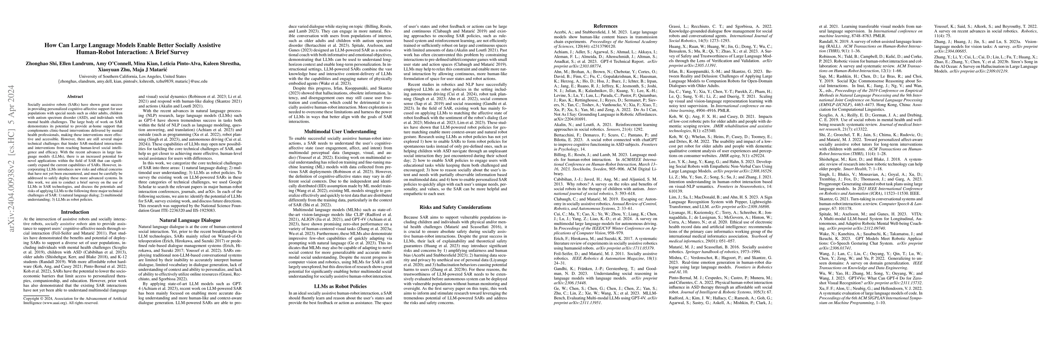 Thumbnail for How Can Large Language Models Enable Better Socially Assistive
  Human-Robot Interaction: A Brief Survey