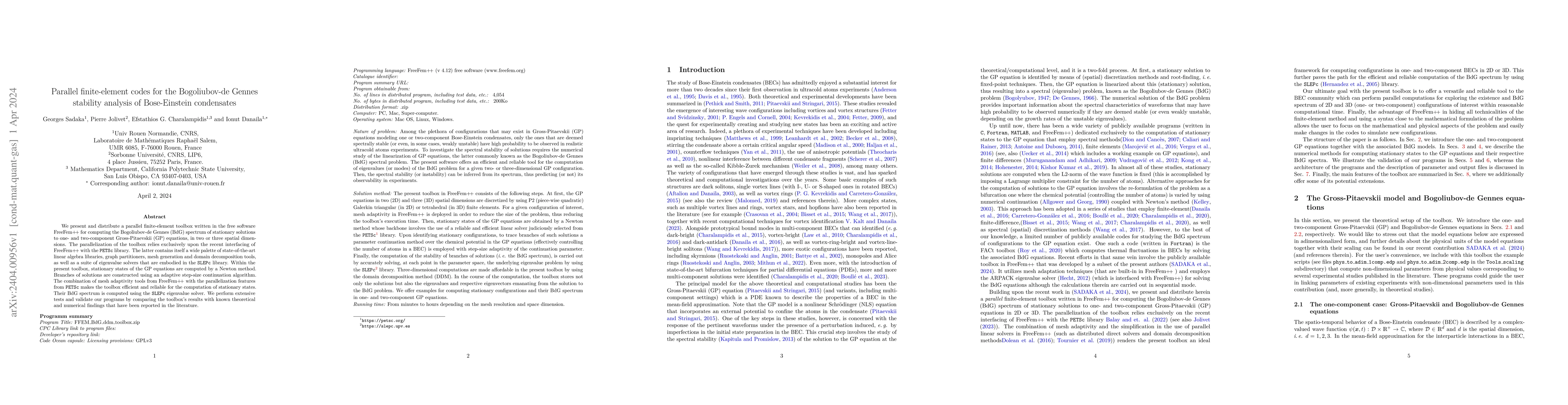 Thumbnail for Parallel finite-element codes for the Bogoliubov-de Gennes stability
  analysis of Bose-Einstein condensates