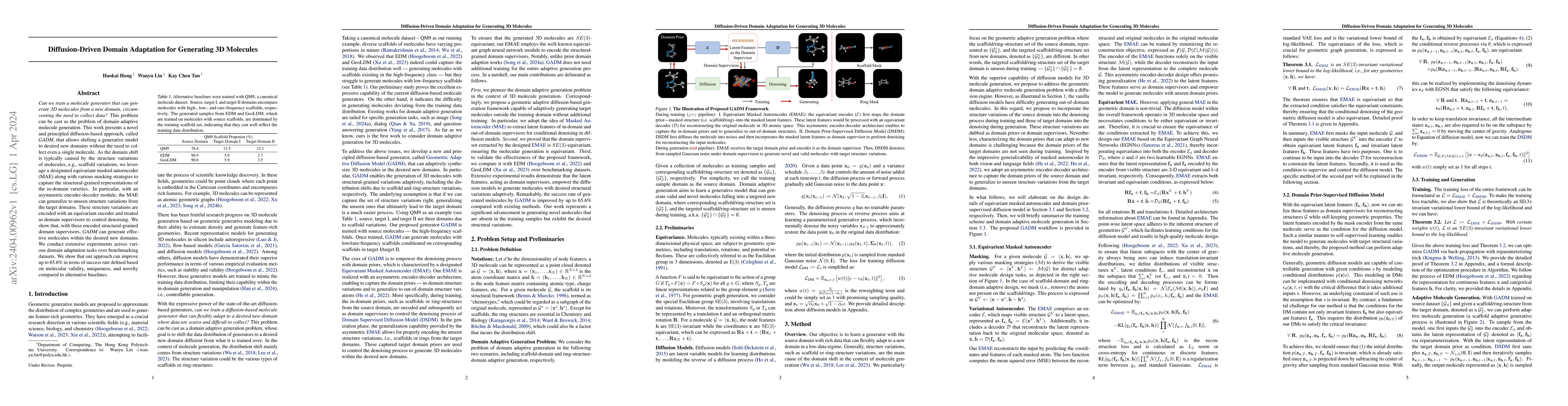 Thumbnail for Diffusion-Driven Domain Adaptation for Generating 3D Molecules