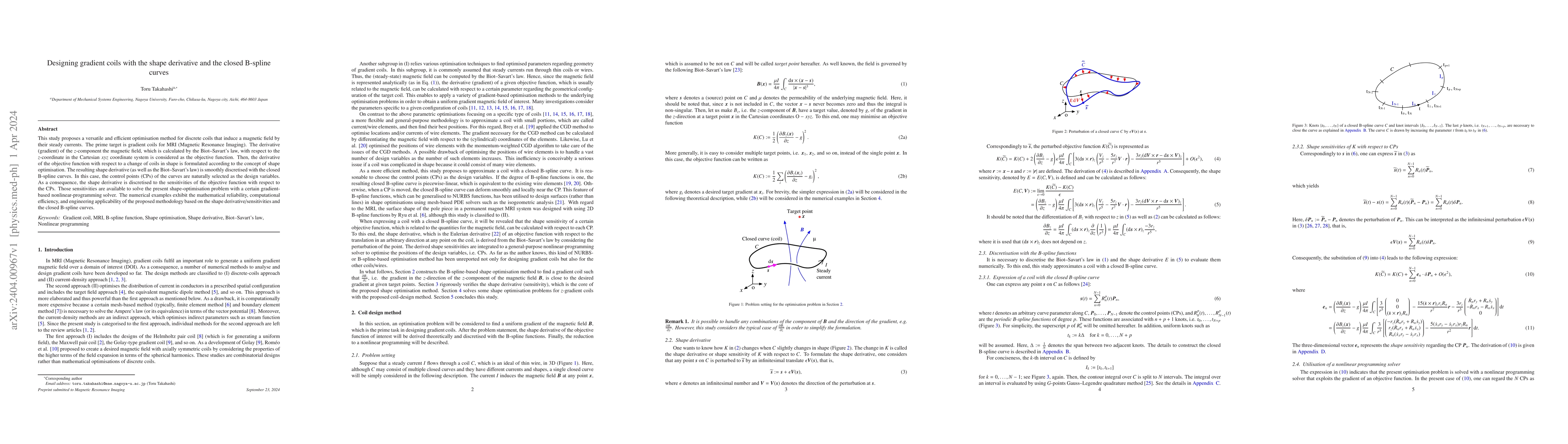 Thumbnail for Designing gradient coils with the shape derivative and the closed
  B-spline curves