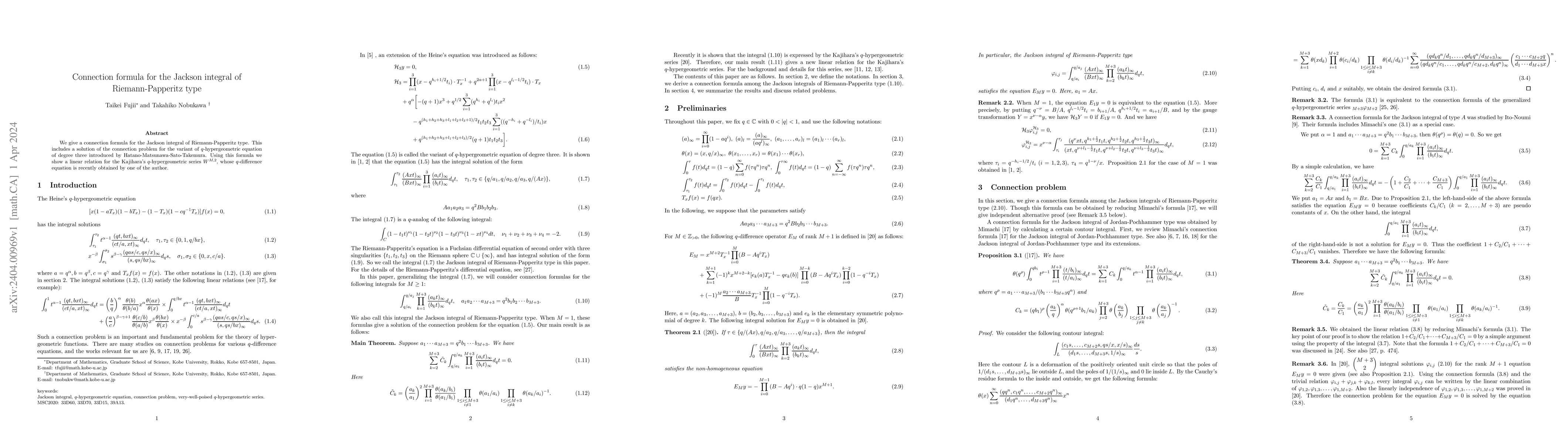 Thumbnail for Connection formula for the Jackson integral of Riemann-Papperitz type