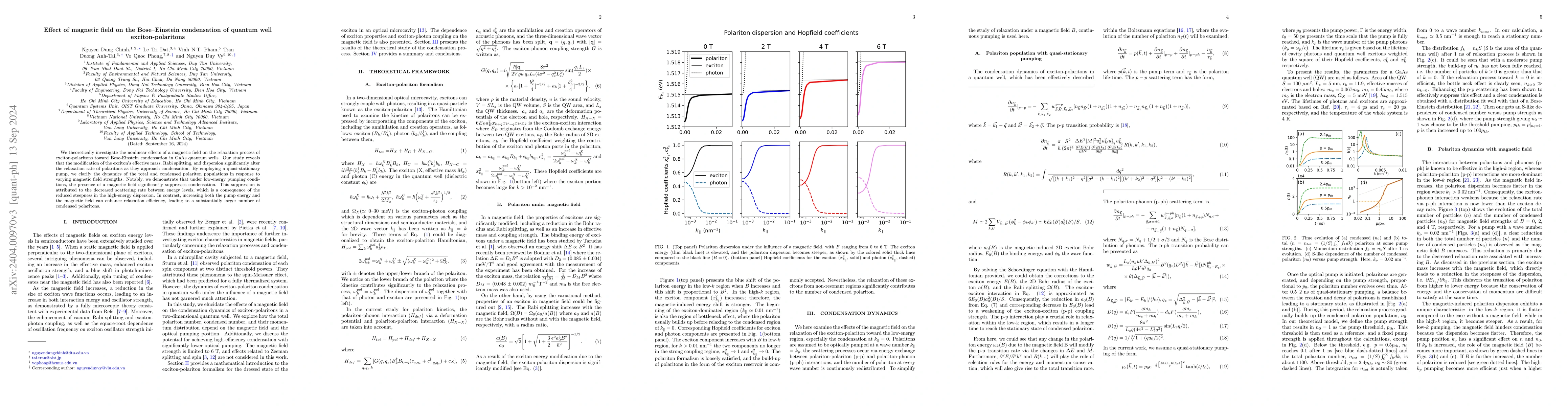 Thumbnail for Effect of magnetic field on the Bose-Einstein condensation of quantum
  well exciton-polaritons