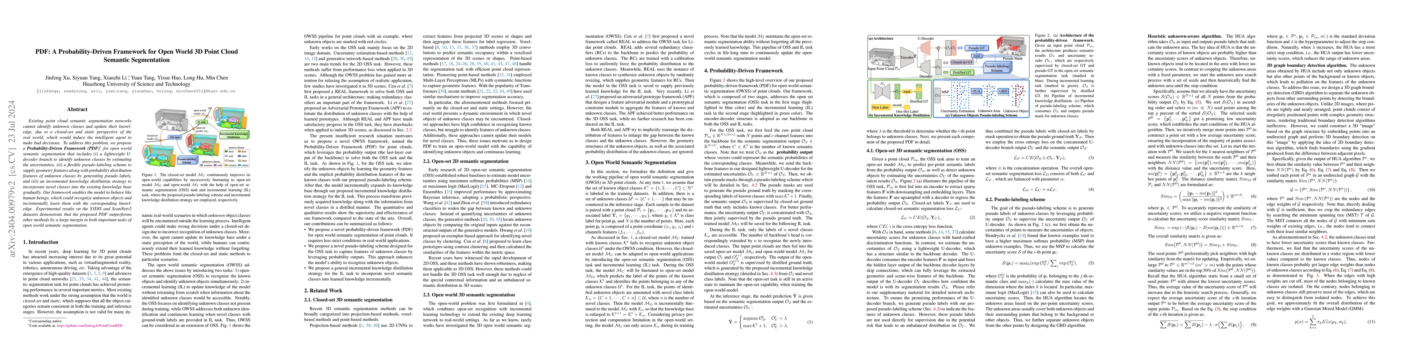 Thumbnail for PDF: A Probability-Driven Framework for Open World 3D Point Cloud
  Semantic Segmentation