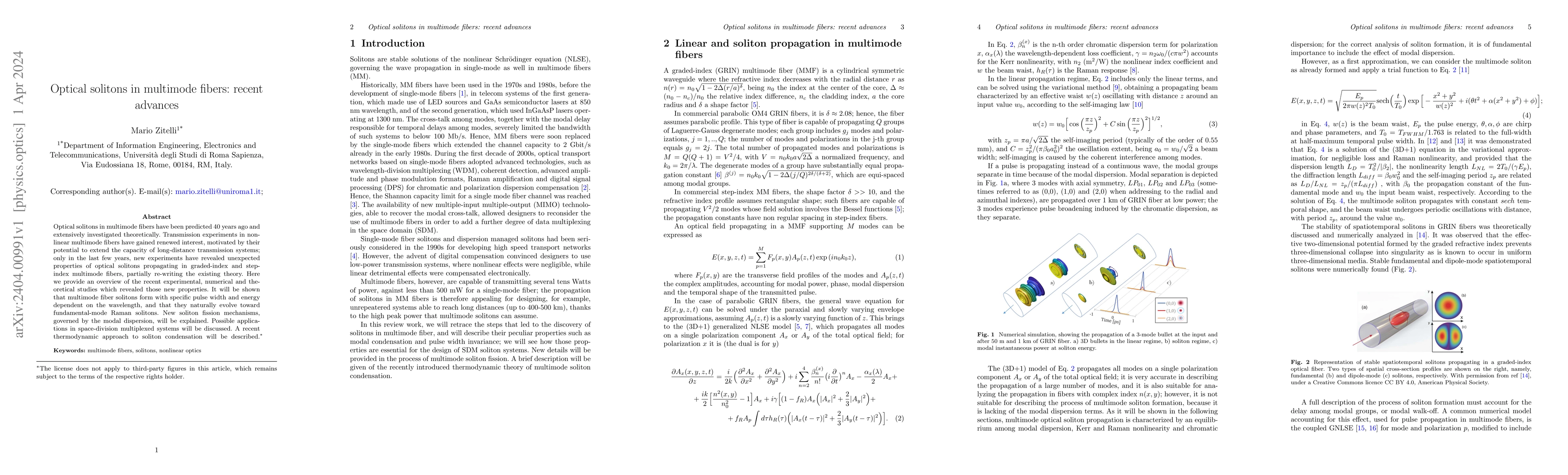 Thumbnail for Optical solitons in multimode fibers: recent advances