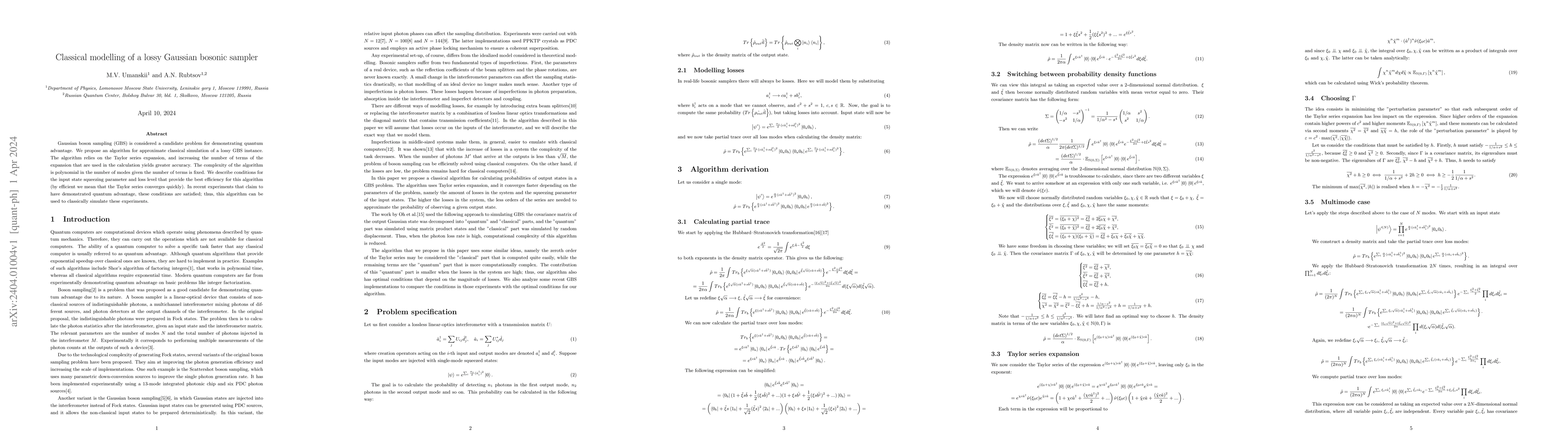 Thumbnail for Classical modelling of a lossy Gaussian bosonic sampler