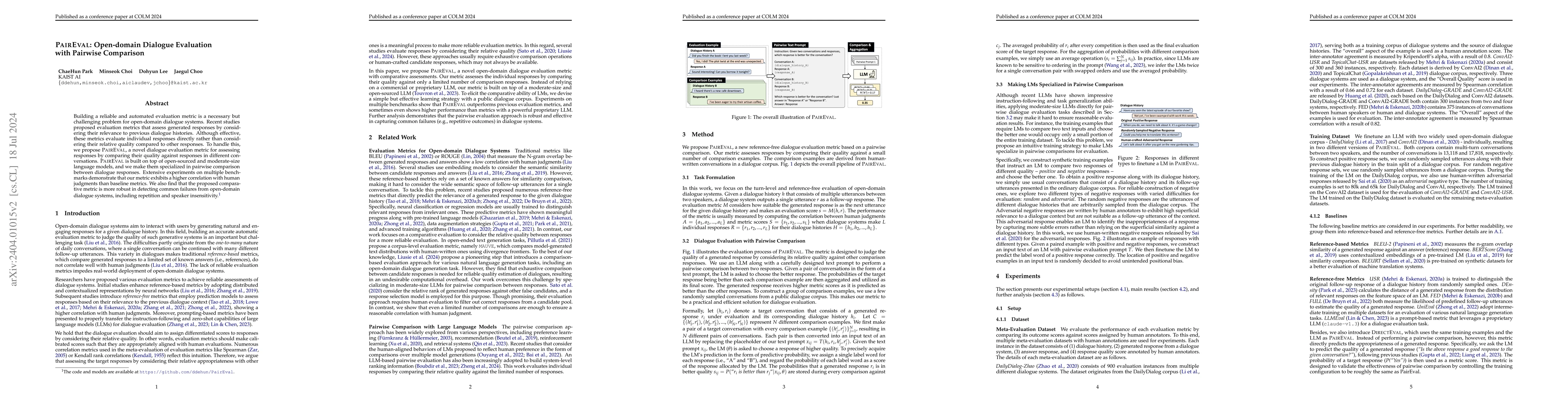 Thumbnail for PairEval: Open-domain Dialogue Evaluation with Pairwise Comparison
