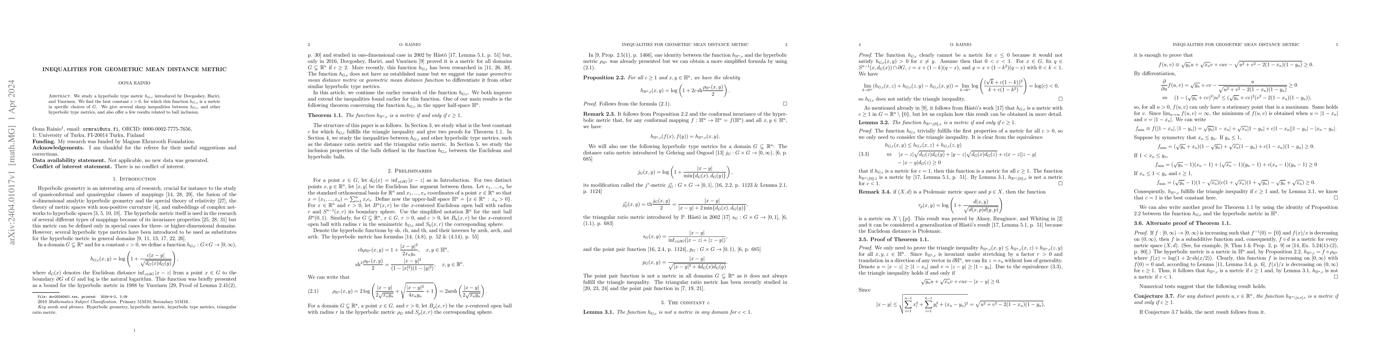 Thumbnail for Inequalities for geometric mean distance metric