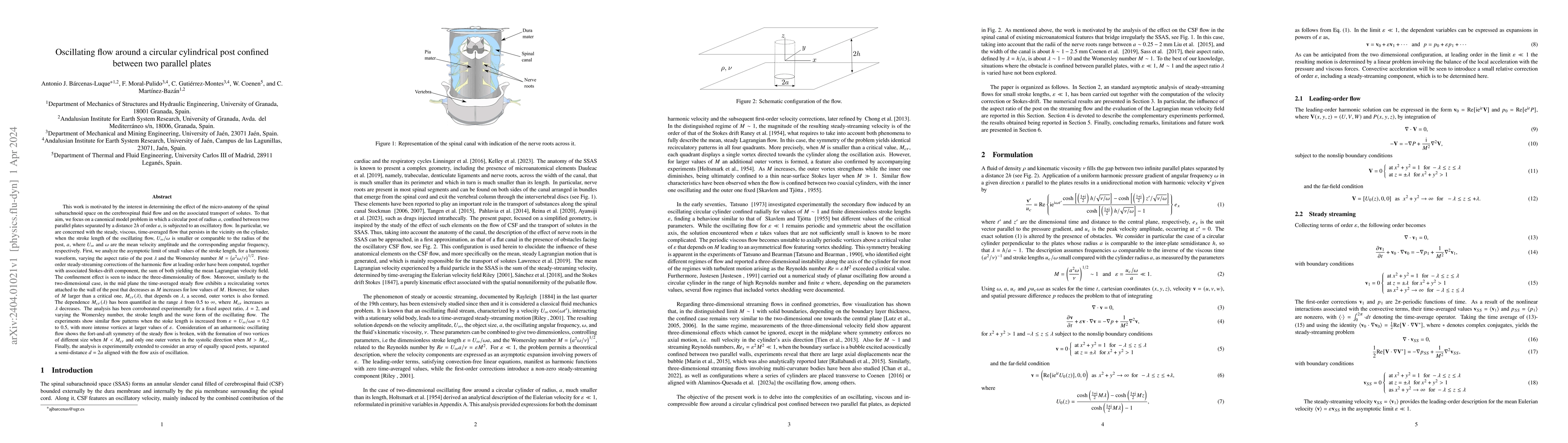 Thumbnail for Oscillating flow around a circular cylindrical post confined between two
  parallel plates