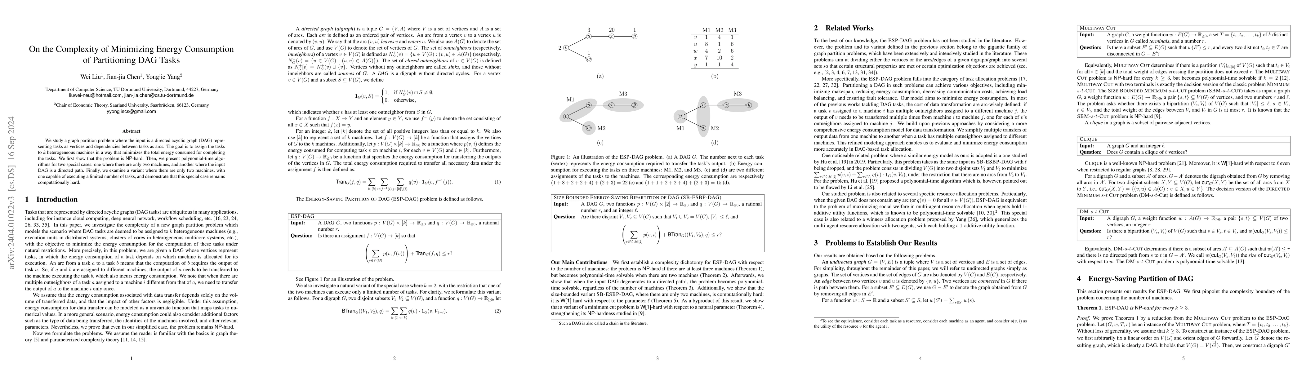 Thumbnail for On the Complexity of Minimizing Energy Consumption of Partitioning DAG
  Tasks