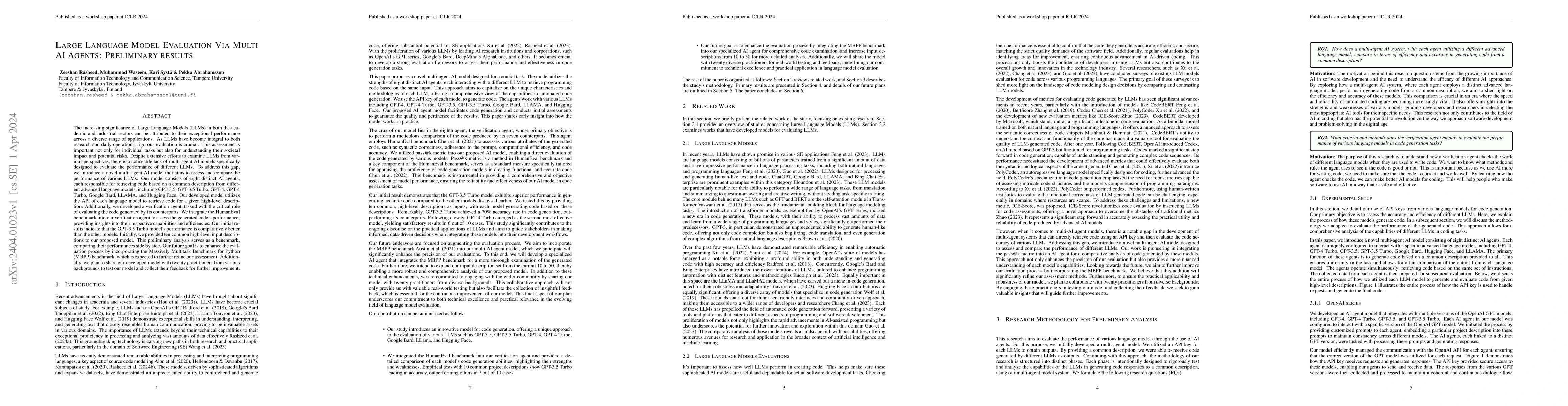 Thumbnail for Large Language Model Evaluation Via Multi AI Agents: Preliminary results