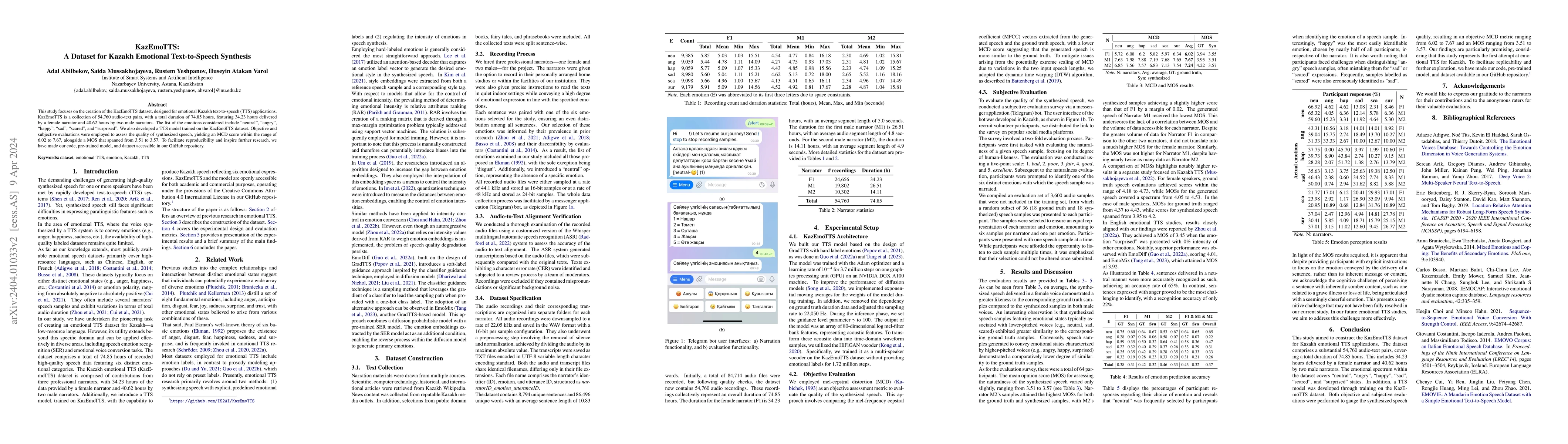 Thumbnail for KazEmoTTS: A Dataset for Kazakh Emotional Text-to-Speech Synthesis
