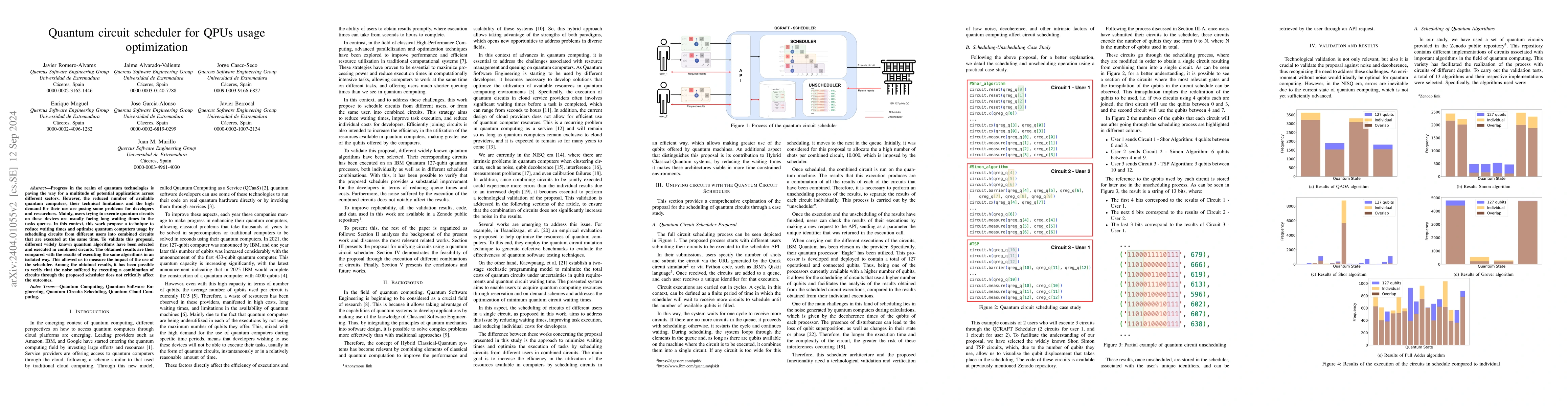 Thumbnail for Quantum circuit scheduler for QPUs usage optimization