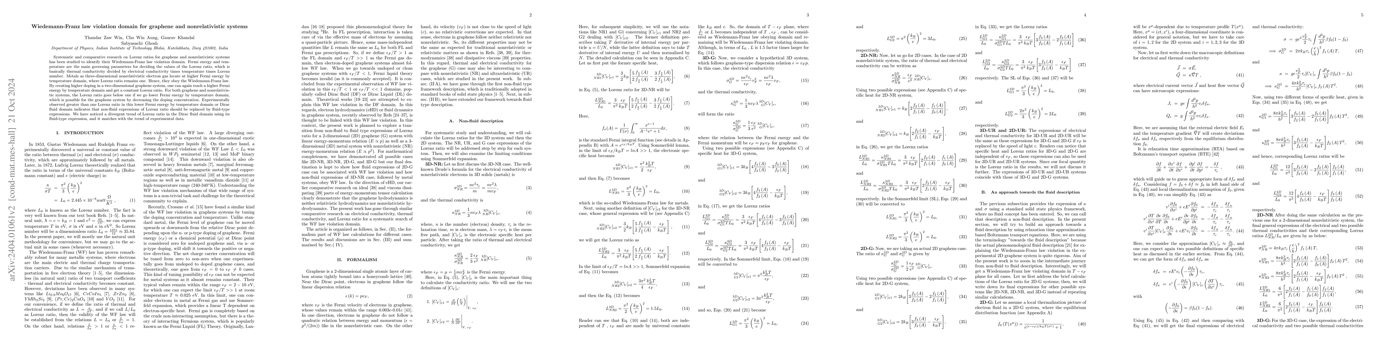 Thumbnail for Wiedemann-Franz law violation domain for graphene and nonrelativistic
  systems