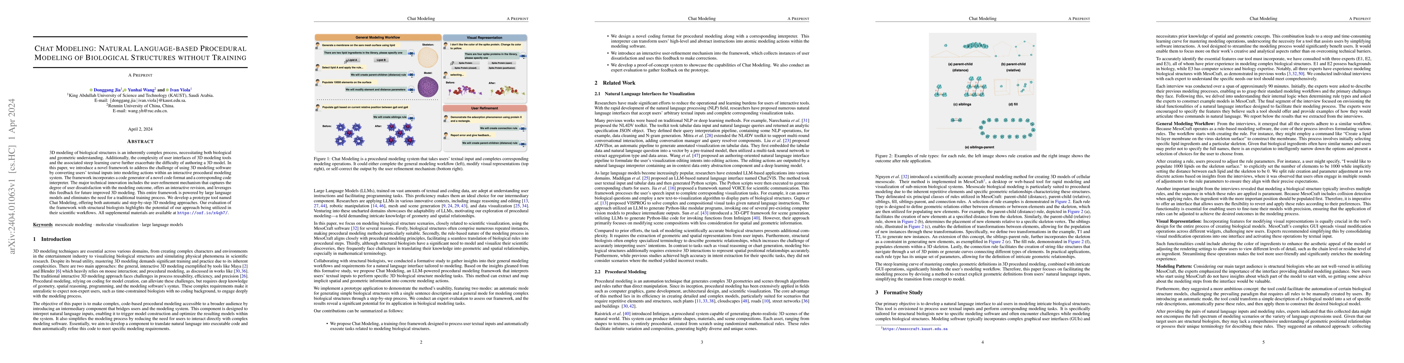 Thumbnail for Chat Modeling: Natural Language-based Procedural Modeling of Biological
  Structures without Training